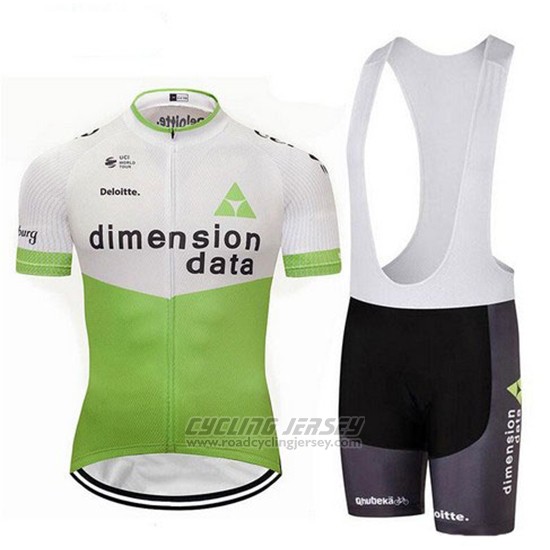 2018 Cycling Jersey Dimension Data White and Green Short Sleeve and Bib Short